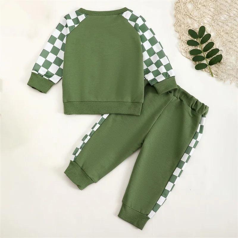 checkered clover kids outfit