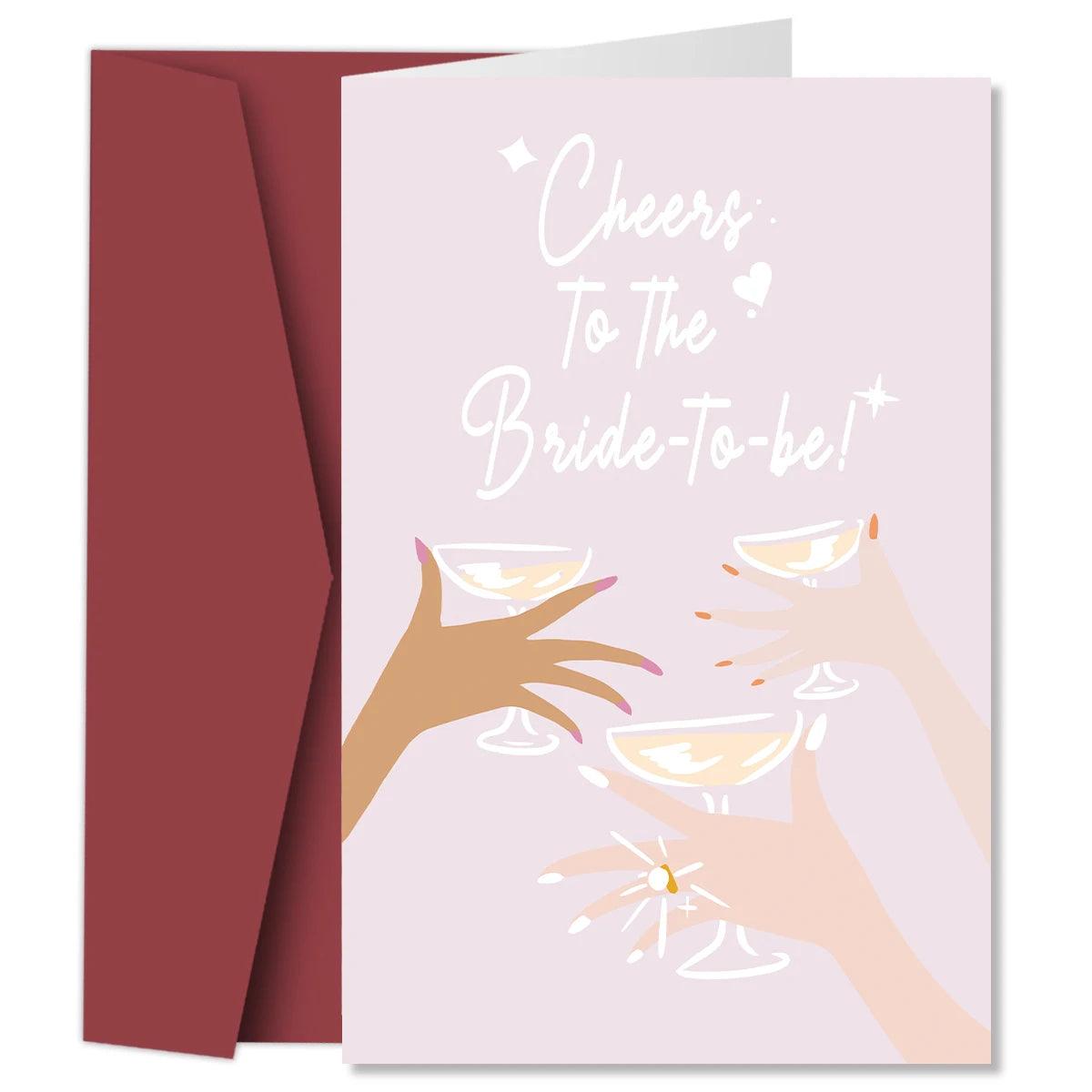 1PC Sweet Bridal Shower Card,Funny Engagement Card For Her,Wedding Congratulations Card,Cheers To The Bride To Be,Funny Gifts