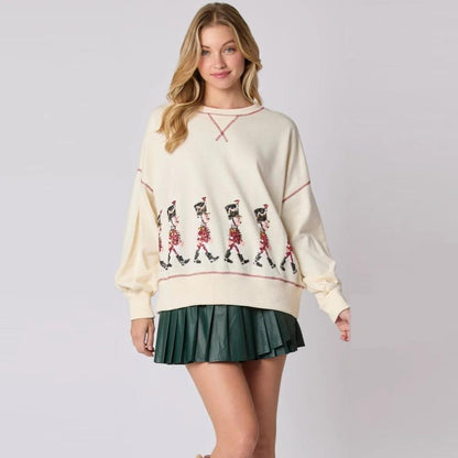 nutcracker sequin crew sweater - basil boutique