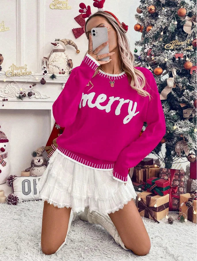 merry knit crew sweater