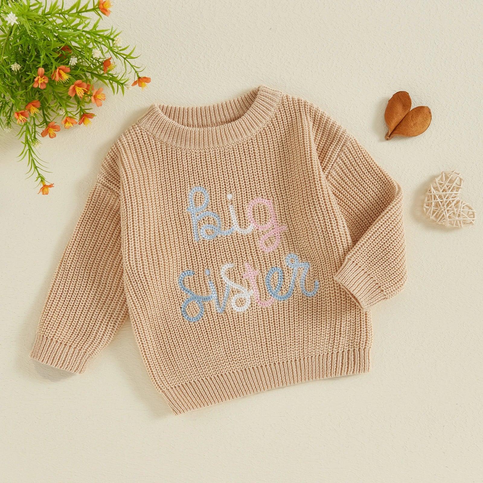 big sister pastel ombre knit kids sweater - basil boutique