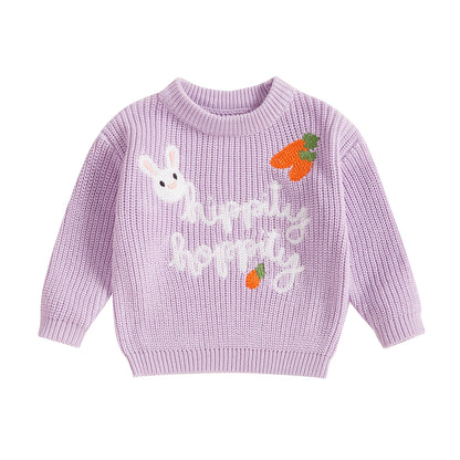 hippity hoppity knit kids crew sweater