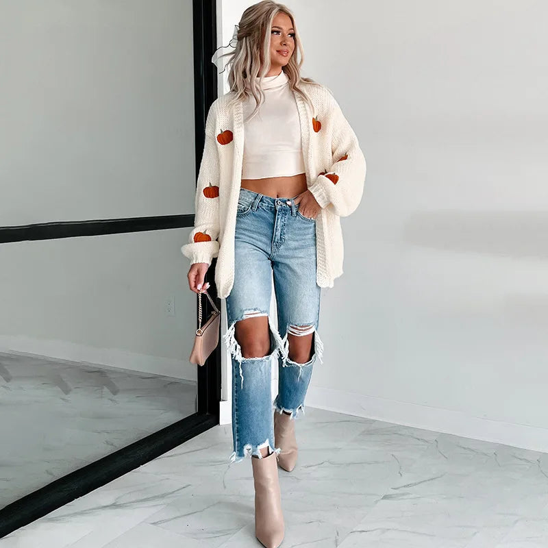 pumpkin knit cardigan