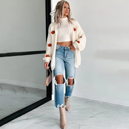 pumpkin knit cardigan