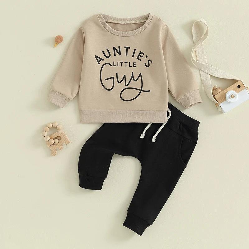 auntie's little guy kids outfit - basil boutique