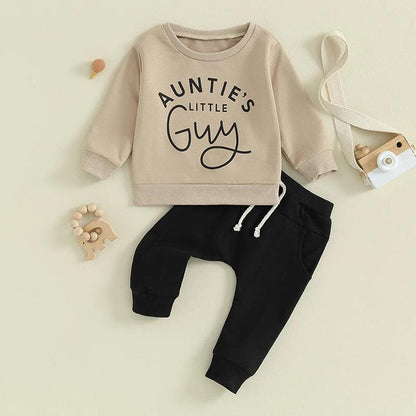 auntie's little guy kids outfit - basil boutique