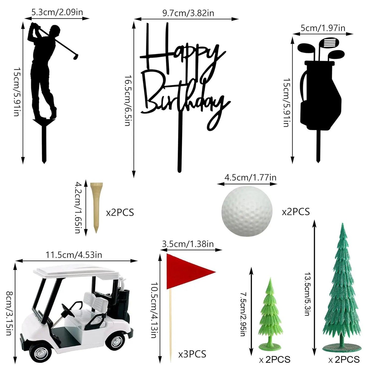 happy birthday golf cake toppers - basil boutique