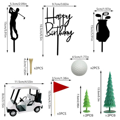 happy birthday golf cake toppers - basil boutique