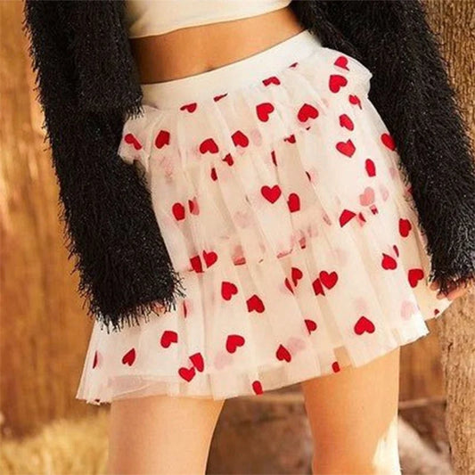 heart tulle mini skirt