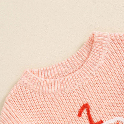 one birthday cake knit kids crew sweater