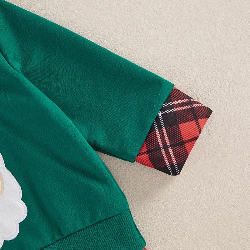 santa claus plaid kids sweatshirt - basil boutique