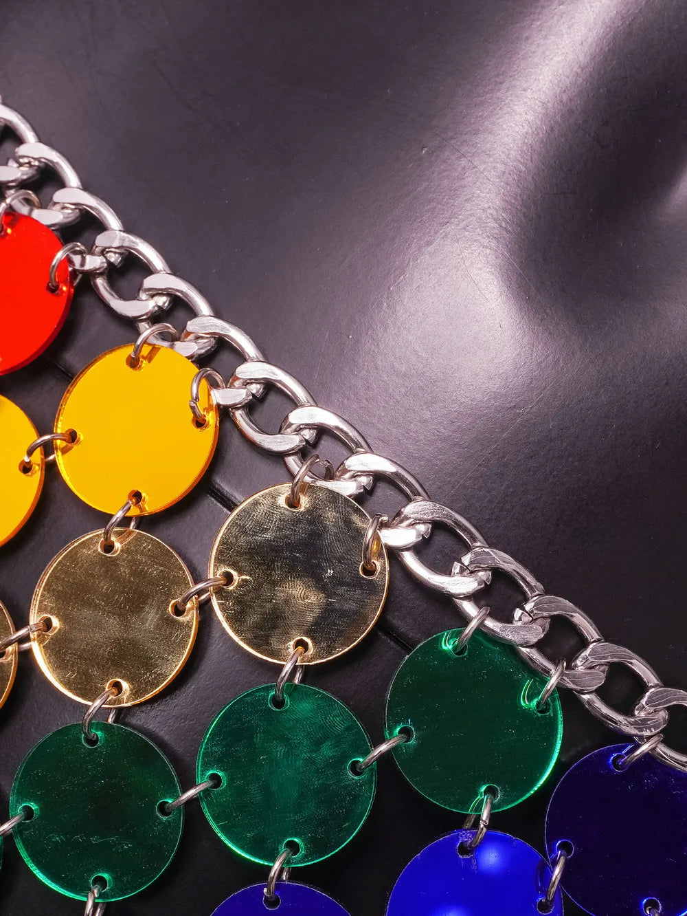 rainbow metallic skirt