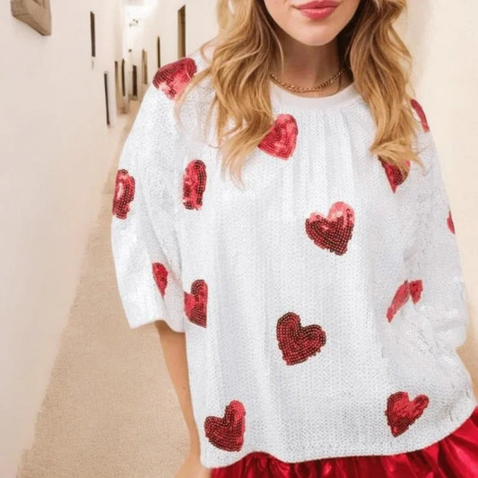 love is all around sequin top