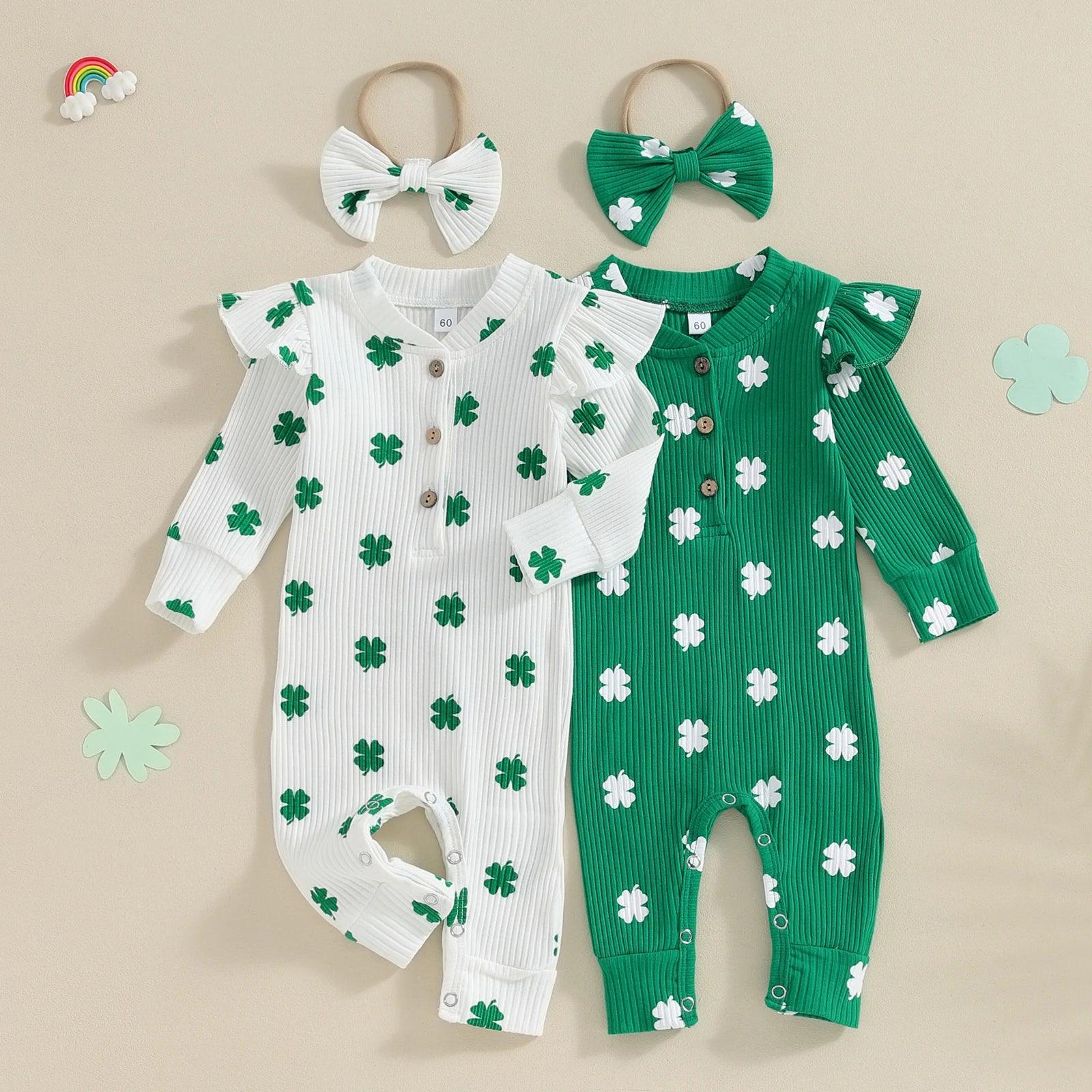 shamrock ruffle onesie - basil boutique