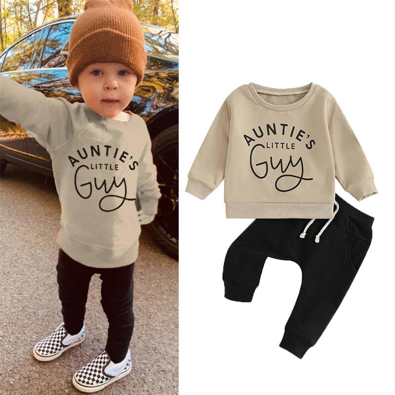 auntie's little guy kids outfit - basil boutique