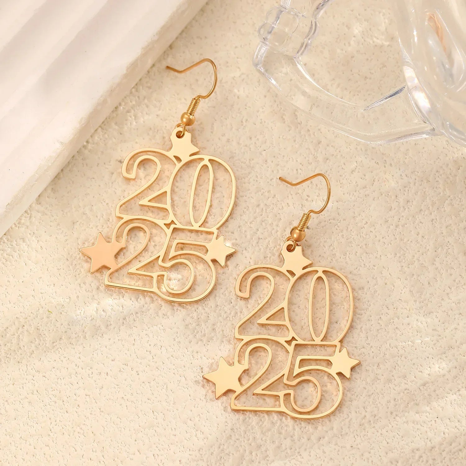 LATS Fashion Personality Alloy Star Cut-out 2025 Dangle Earrings for Women Fit New Year's Eve Welcome Party Jewelry Gift - basil boutique