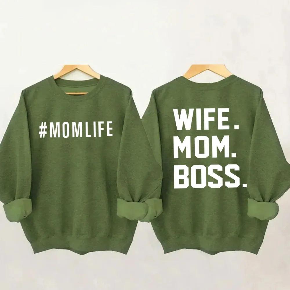 wife mom boss crew sweatshirt - basil boutique