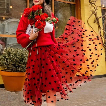 heart tulle long skirt
