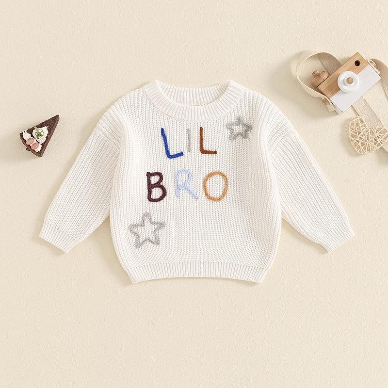 lil bro star knit kids sweater - basil boutique