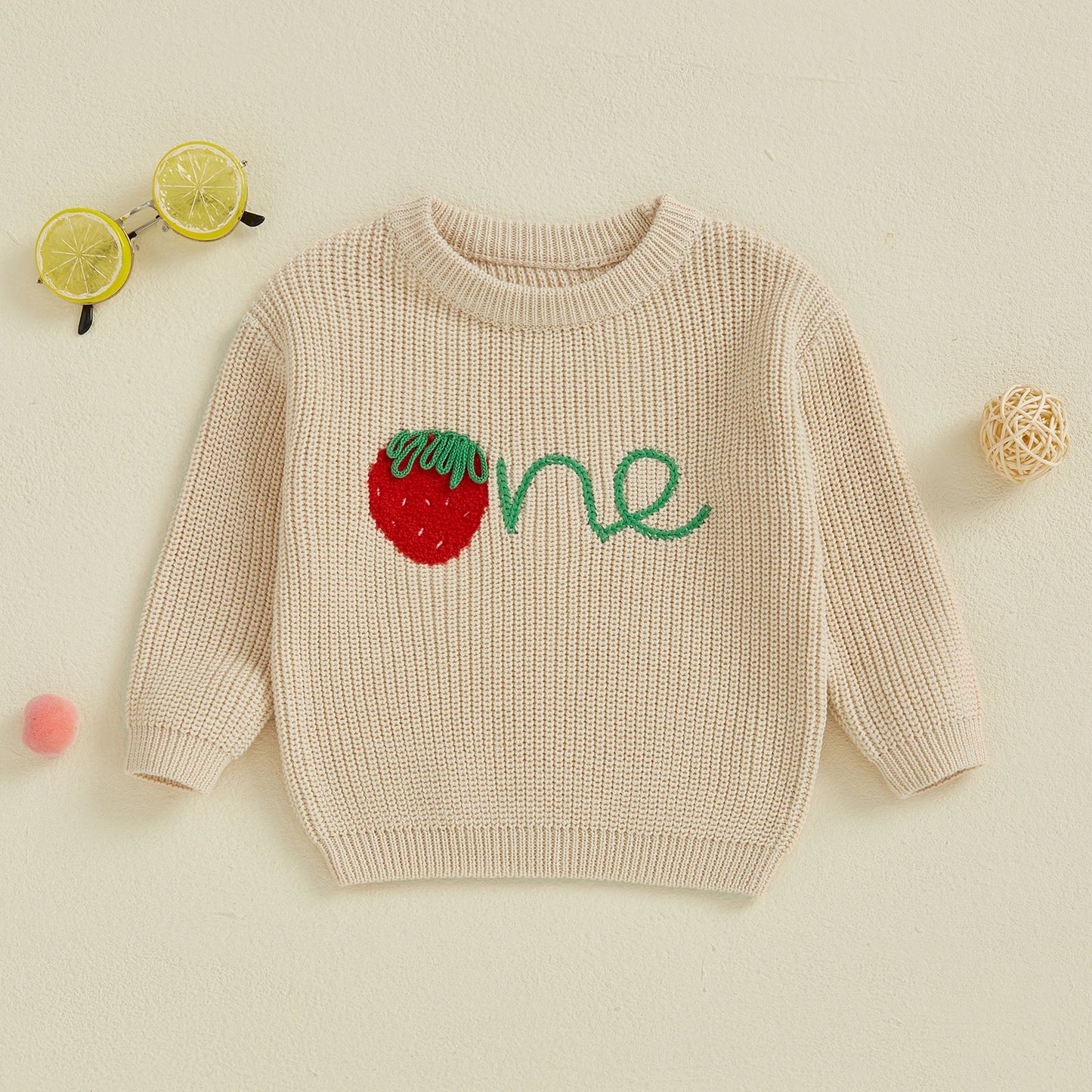 strawberry one kids knit crew sweater