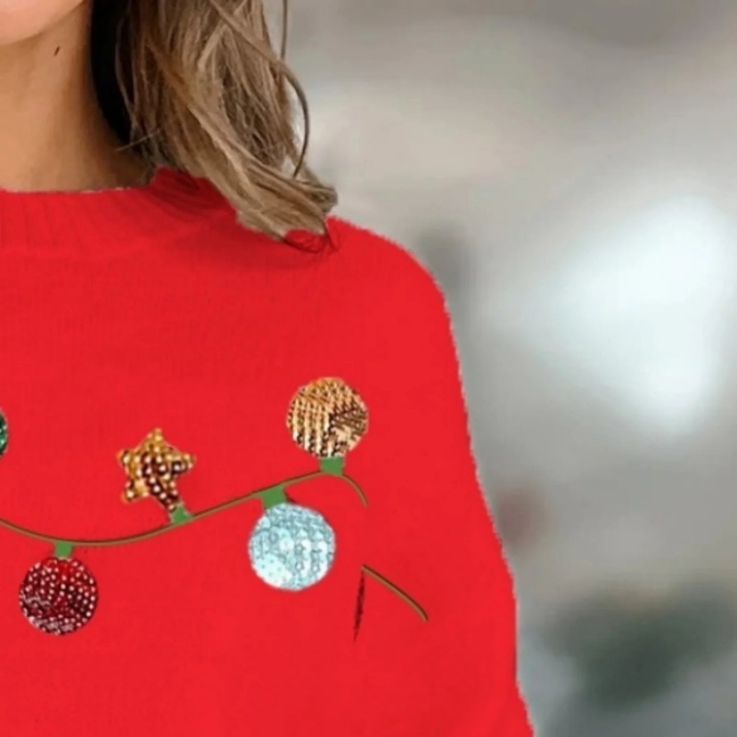 christmas garland sequin crew sweater
