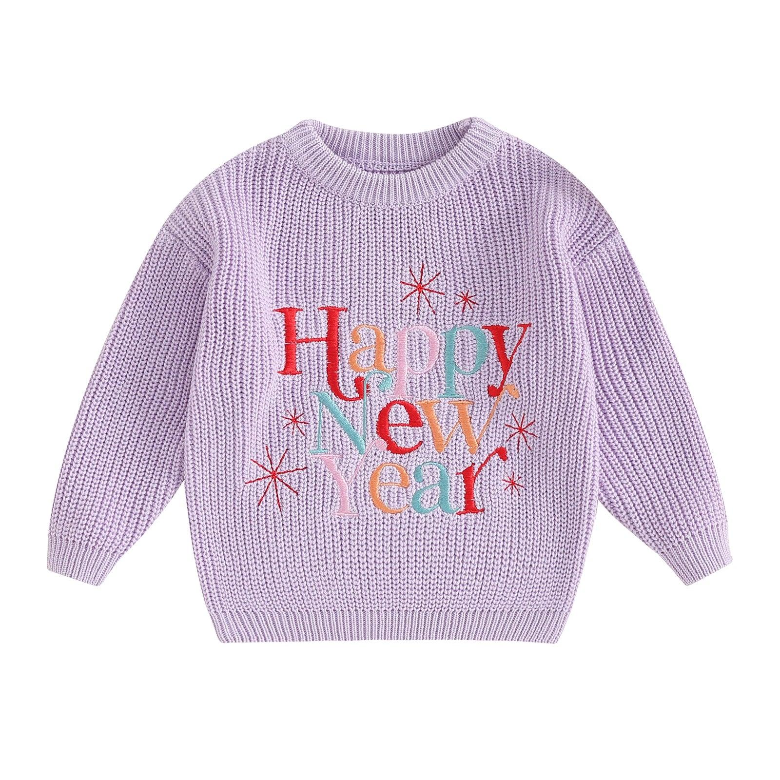 happy new year knit kids sweater - basil boutique