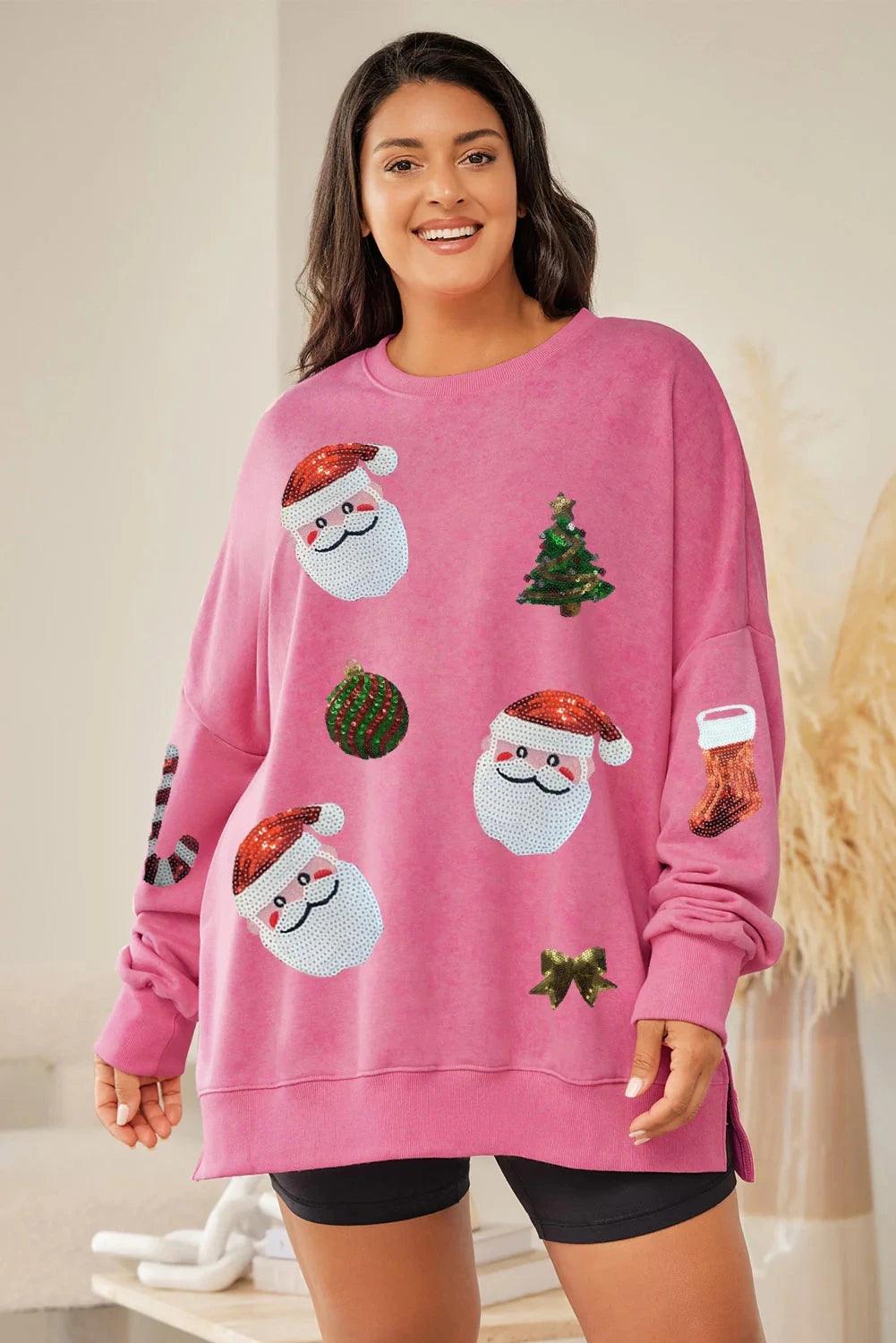 holly jolly sequin crew sweater - basil boutique