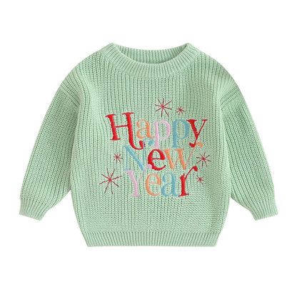 happy new year knit kids sweater - basil boutique