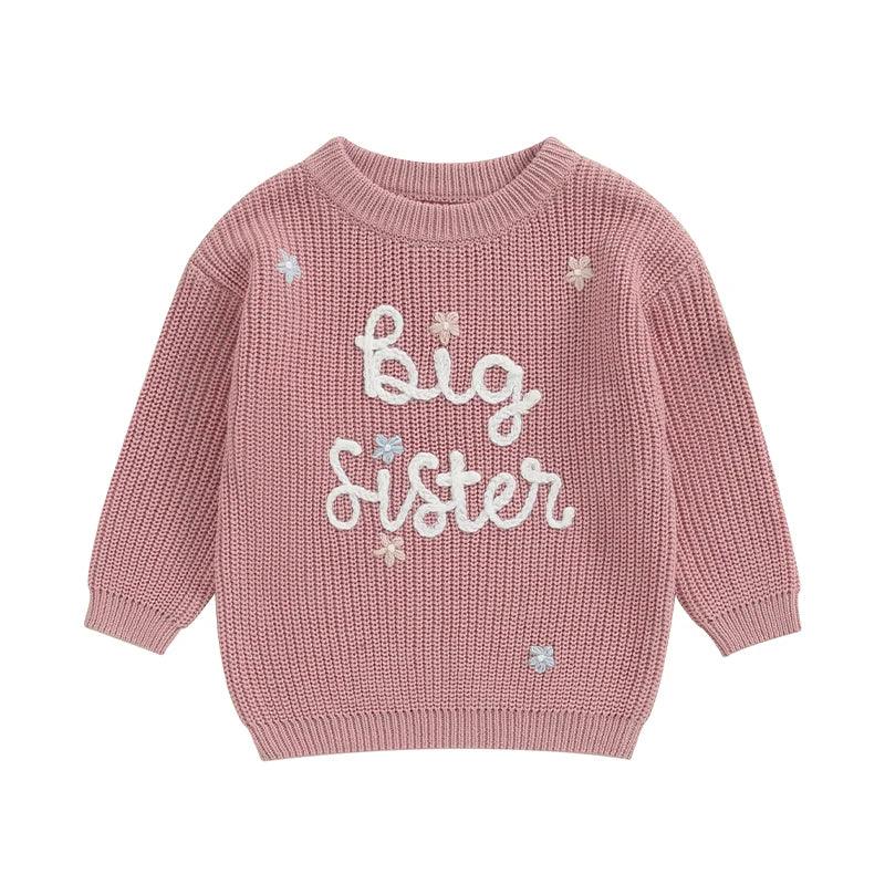 big sister floral kids crew sweater - basil boutique