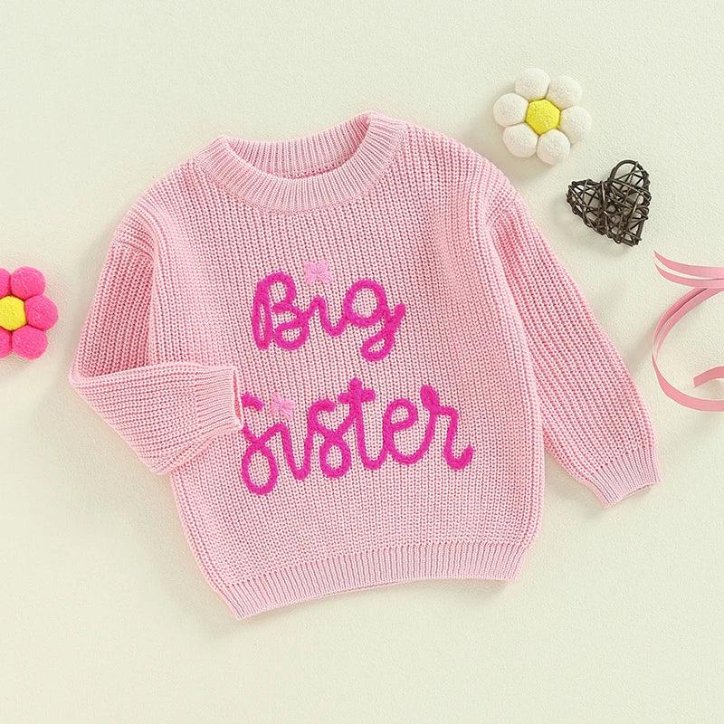 big + little sister hot pink knit sweaters - basil boutique