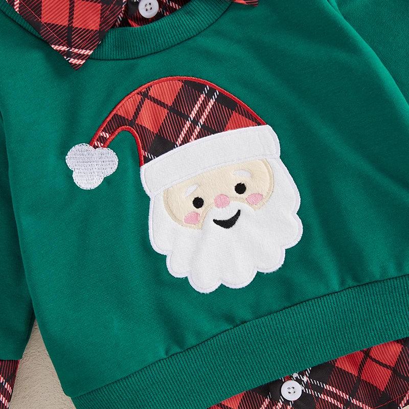 santa claus plaid kids sweatshirt - basil boutique