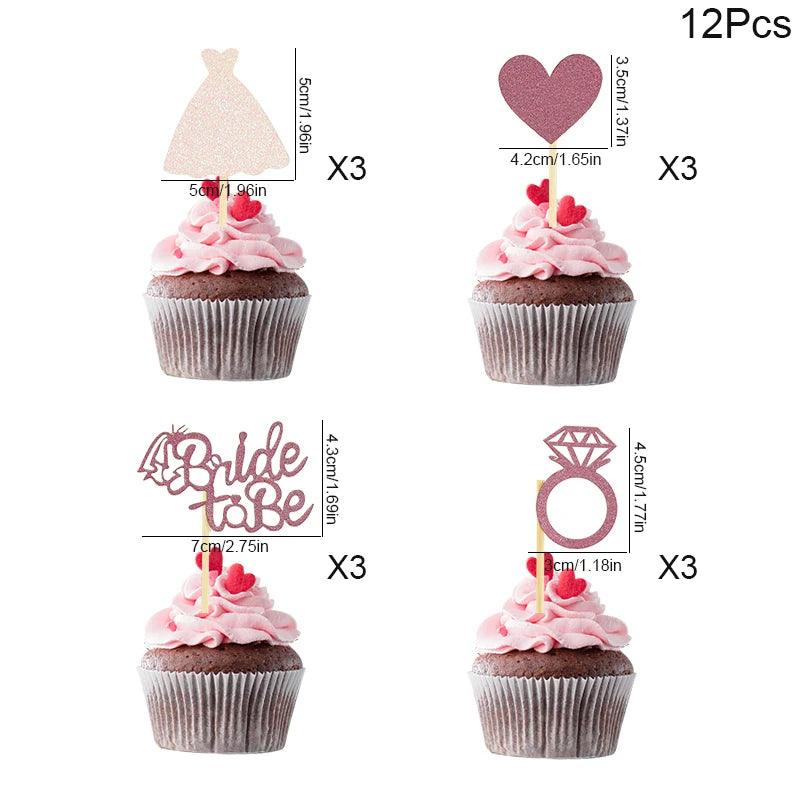 bride-to-be pink cupcake toppers