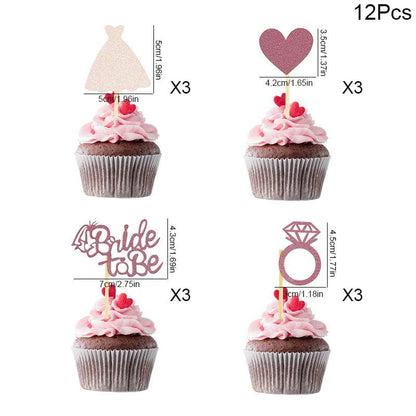 bride-to-be pink cupcake toppers - basil boutique