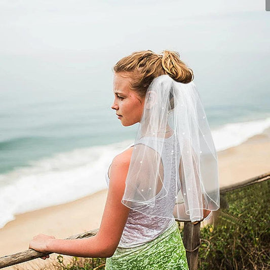 bride pearl veil - basil boutique