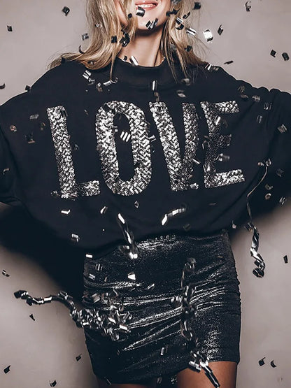 forever love sequin crew sweater