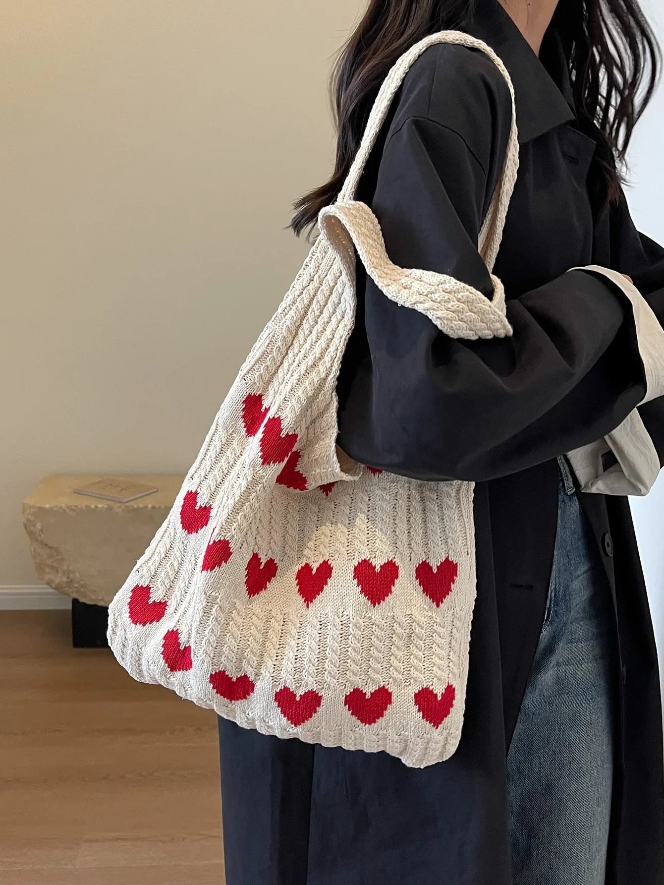 heart crochet handbag