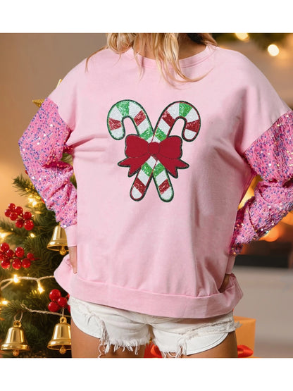 candy cane lane sequin crew sweater