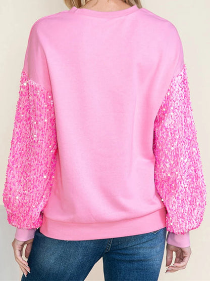charming valentine sequin crew sweaters
