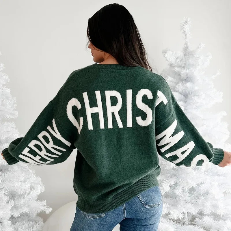 merry christmas knit sweater