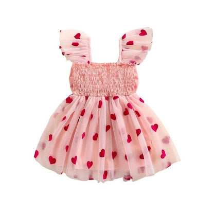 heart bow + ruffles kids dress