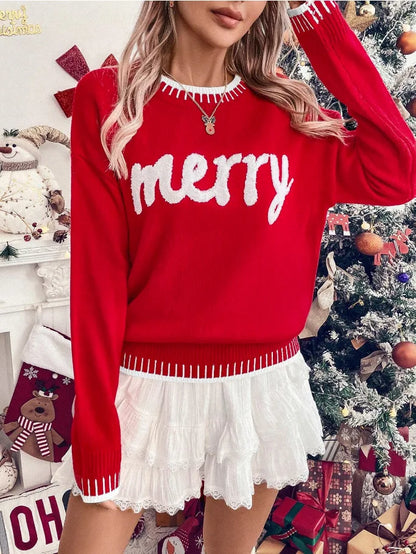 merry knit crew sweater