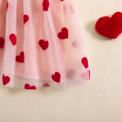 heart bow + ruffles kids dress