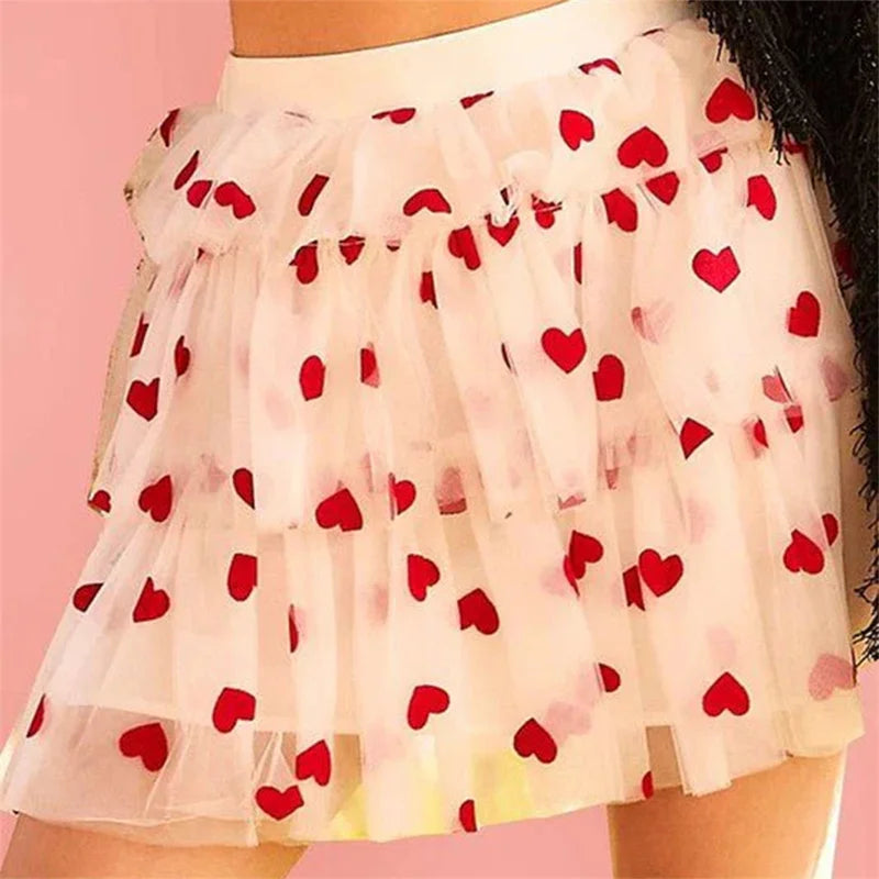 heart tulle mini skirt
