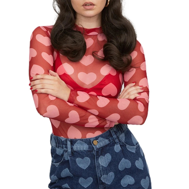 sheer mesh heart top