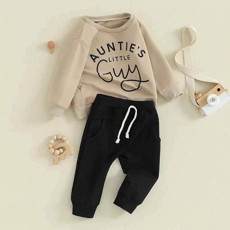 auntie's little guy kids outfit - basil boutique