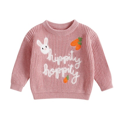 hippity hoppity knit kids crew sweater