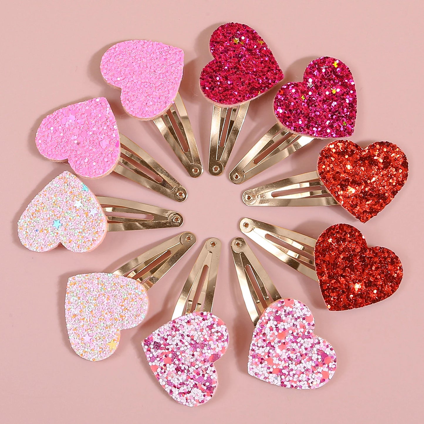 heart glitter hair clips