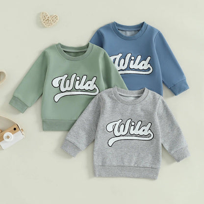 wild vintage kids crew sweatshirt - basil boutique