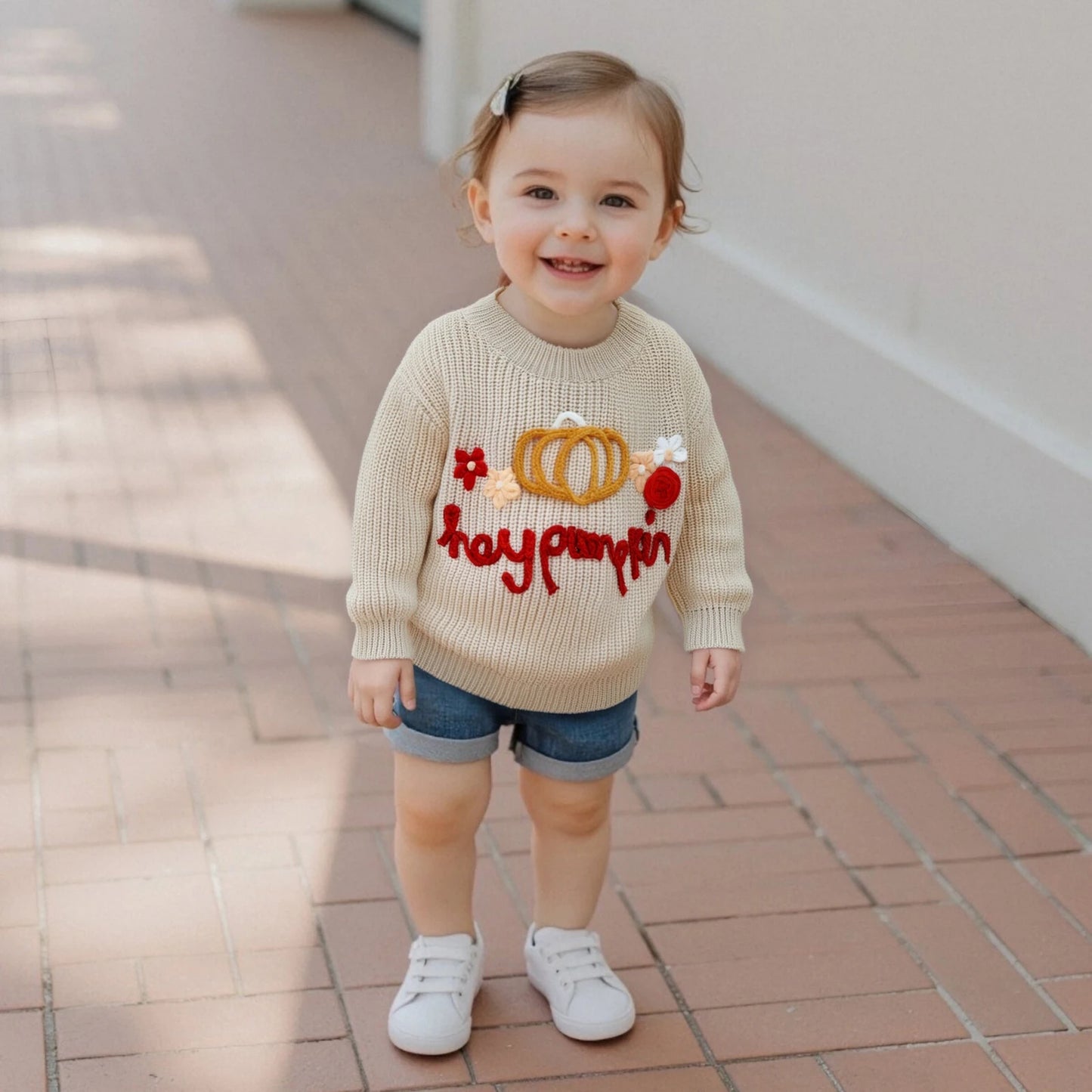 hey pumpkin kids crew sweater