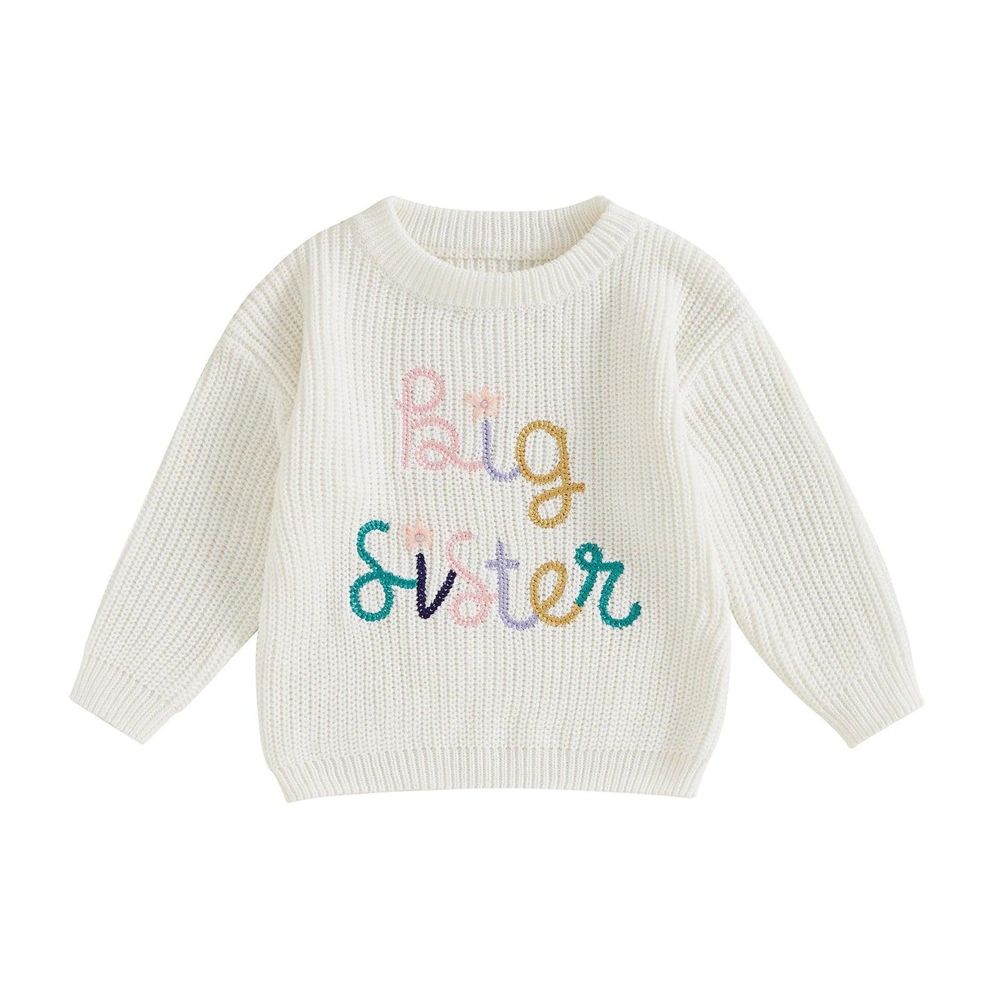 big sister pastel ombre knit kids sweater - basil boutique